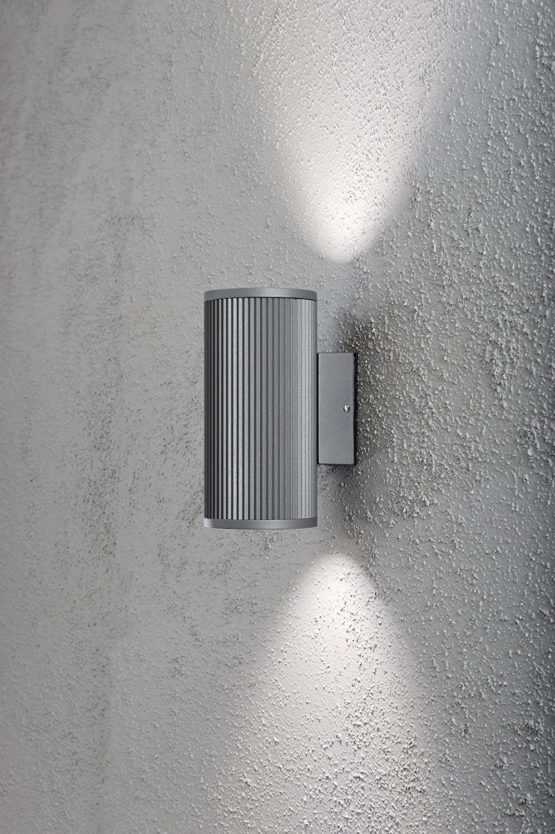 Konstsmide Siracusa Up and Down Outdoor Wall Light / 2 x 35 W GU10 Max Wall Lamp / Clear Glass Lens / IP44 / Outside Light Aluminium Grey, 7514-300 - Image 2