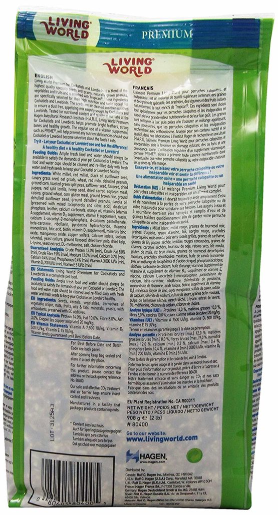 Living World Premium Mix For Cockatiels & Lovebirds, 908 g (2 lb) - Image 2