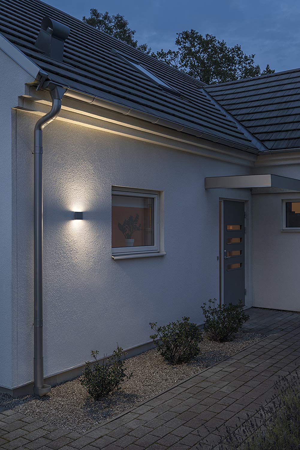 Konstsmide Outdoor Wall Light Mains Powered/Chieri Small Up Down/LED High Power 2 x 3 W Lamp/Clear Acrylic/Aluminium/IP54/Outside Light - Image 3