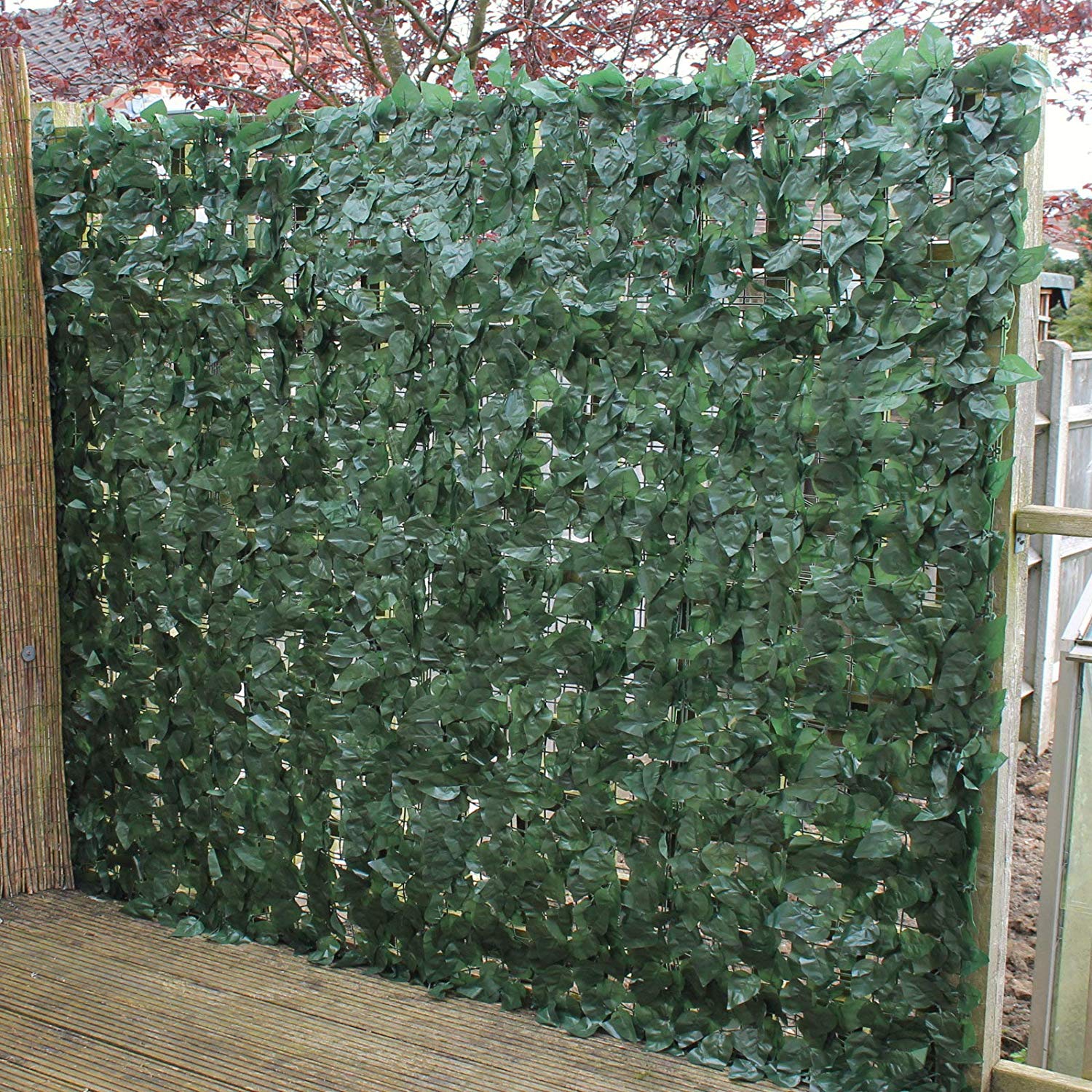 Artificial Ivy Leaf Hedge 1m x 3m Screening Panels On Roll Privacy Garden Fence - Image 2