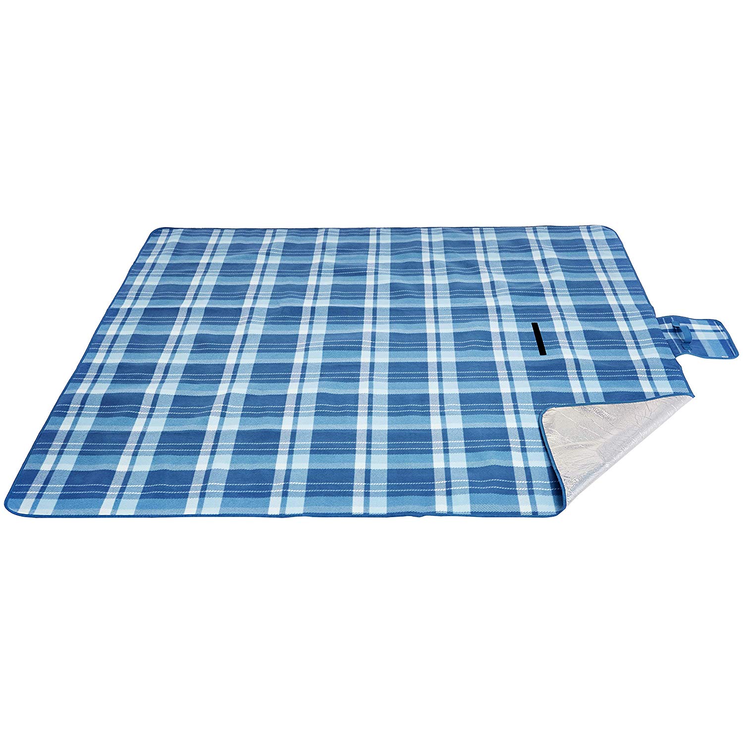 Amazon Basics Picnic Blanket with waterproof backing, 175 x 200 cm, Blue, 175 x 200 cm (Rectangular) - Image 2
