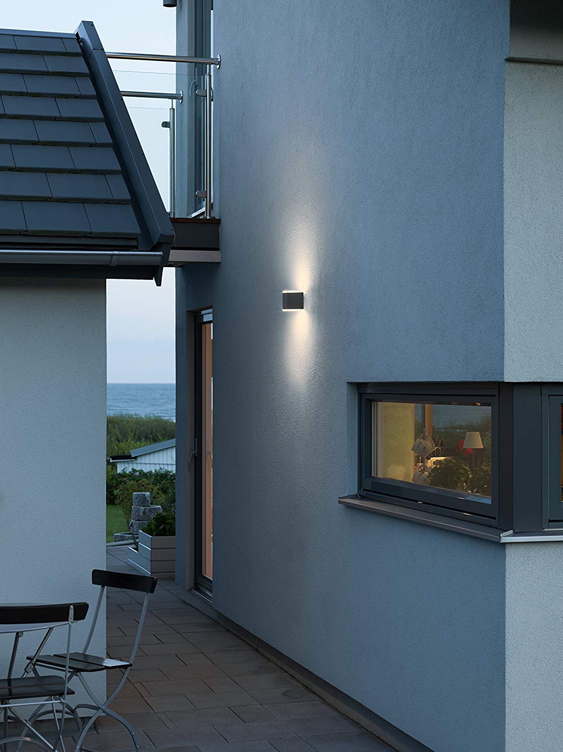 Konstsmide Outdoor Wall Light Mains Powered/Monza Cube Up Down/LED High Power 2 x 6 W Lamp/Opal Frosted Acrylic/Aluminium/IP54/Outside Light - Image 4