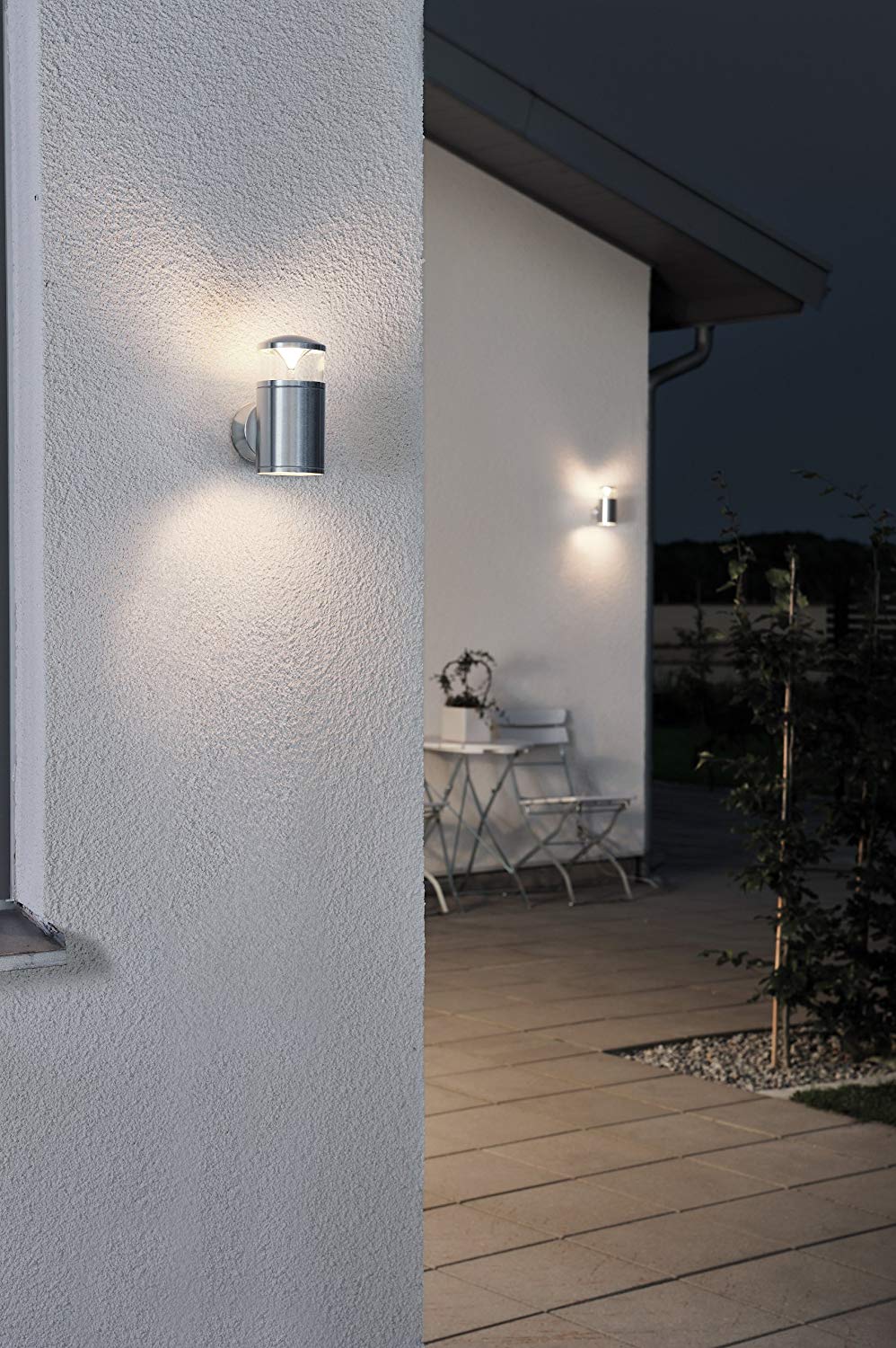 Konstsmide Outdoor Wall Light Mains Powered/Monza Small Up Down Modern Lamp/2 x 9 W GX53 Max Wall Lamp/Clear Acrylic Lens/IP44/Aluminium Outside - Image 3