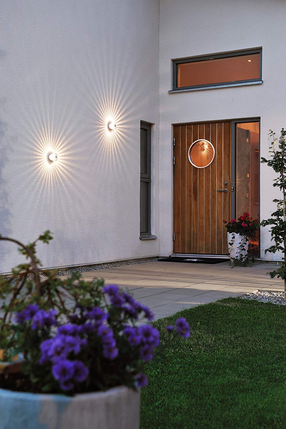 Konstsmide Outdoor Wall Light Main Powered/Monza Round/LED High Power 1 x 3 Watt LED Wall Lamp/Clear Glass Lens/Solid Aluminium/IP54/Outside - Image 3
