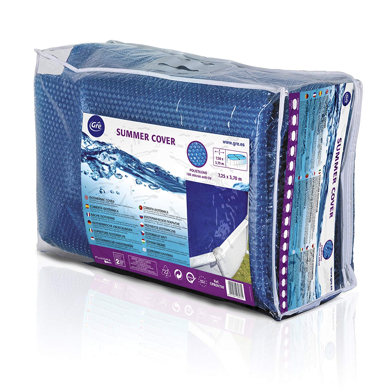 Gre CPROV Insulated Cover for Swimming Pools, Oval 730 x 375 cm blue