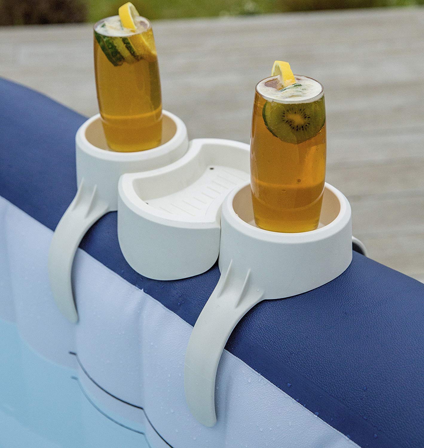 Lay-Z-Spa Drinks Holder and Snack Tray, Inflatable Spa Hot Tub Accessory, Two Cup Holders and Tray, White, 13.5x26.5x8 cm - Image 4