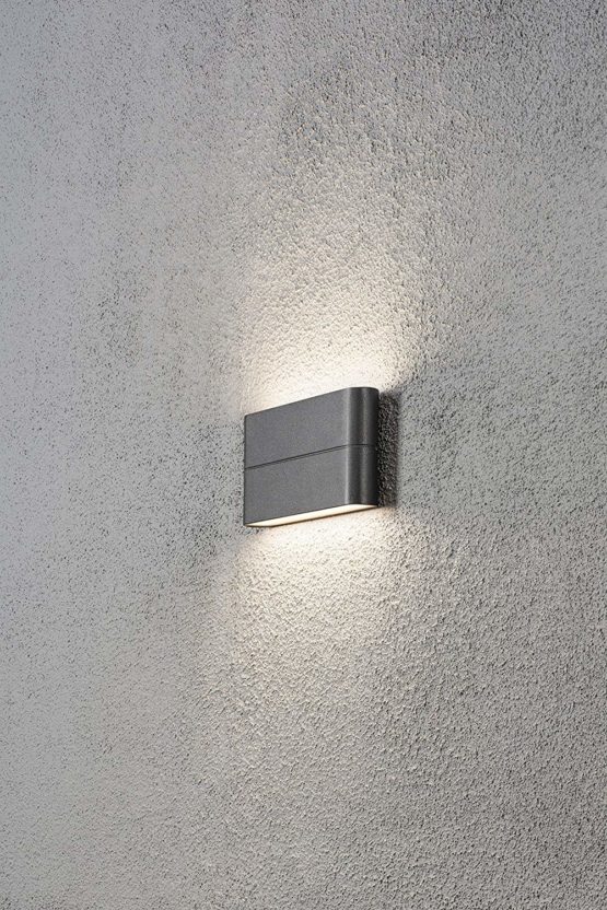 Konstsmide Outdoor Wall Lights/Chieri Big Up Down Modern Outdoor Wall Light/High Power 2 x 3 W LEDs/Opal Acrylic Glass/Aluminium/IP54/Anthracite - Image 2