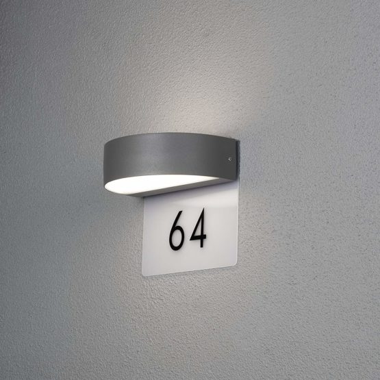 Konstsmide Monza Up Down Modern Outdoor Wall House Number/2 x 4.5 Watt High Power LEDs/Frosted Acrylic Lens/Aluminium/IP54/Outside Light Anthracite, Aluminium, 9 W - Image 2