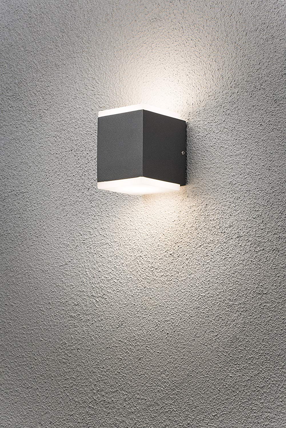 Konstsmide Outdoor Wall Light Mains Powered/Monza Cube Up Down/LED High Power 2 x 6 W Lamp/Opal Frosted Acrylic/Aluminium/IP54/Outside Light - Image 2