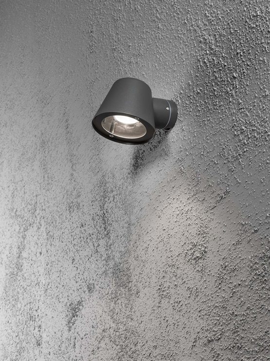 Konstsmide Outdoor Wall Lights/Trieste Single Down Modern Outdoor Wall Light/1 x 35 W GU10 Max Wall Lamp/Clear Glass Lens/Aluminium/IP44/Anthracite Outside Light - Image 2