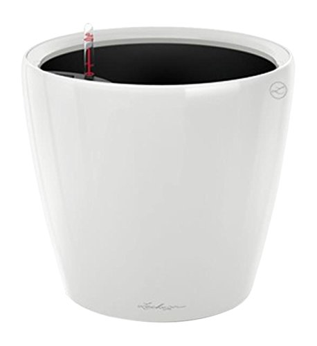 Lechuza Self Watering Plant Pot CLASSICO 50 LS Garden Flower Indoor and Outdoor Plastic Planter with Drainage Hole D50 H47 cm White High-Gloss