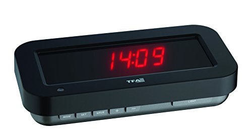 TFA 60.5009.05 Holo Clock Showing Mid-Air Display of Date/Time and Temperature, Black