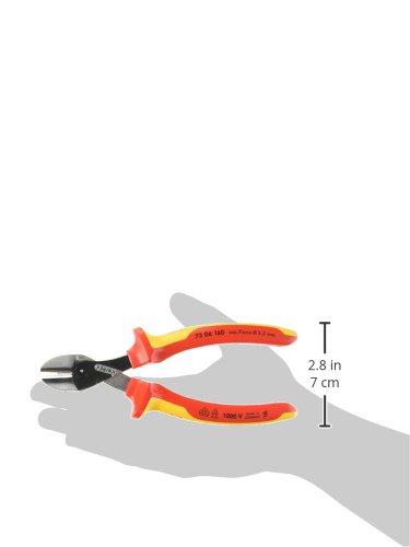 KNIPEX X-Cut Compact Diagonal Cutter High Lever Transmission Self-Service Card Chrome-Plated Insulated with Multi-Component Grips, 73 06 160 SB - Image 2