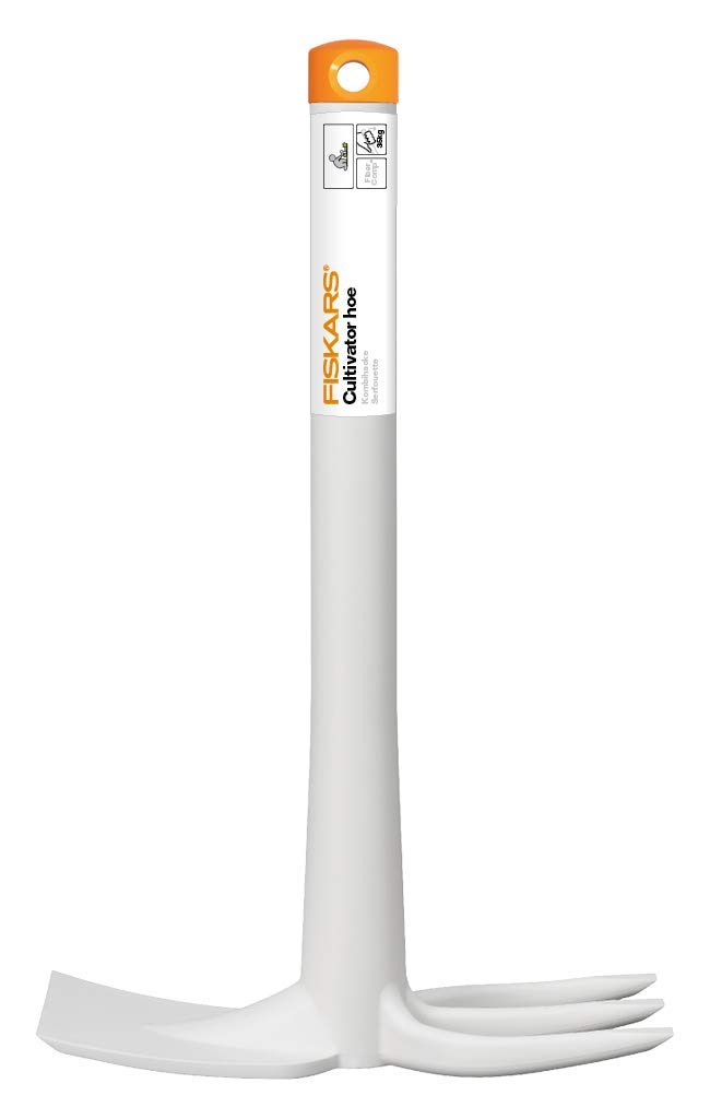 Fiskars combi hoe for planting flowers or weeding, Length: 32.2 cm, White/orange, Glass fibre-reinforced plastic, Light, 1027035 - Image 2