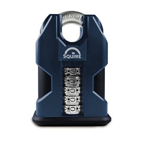 Squire Heavy Duty Padlock (SS50C/COMBI) - Toughest Closed Shackle - 5 Wheel Stronghold Combination Lock - Alloy Steel for Corrosion Resistance - Weatherproof Lock for Home & Shed (Black, 50 mm)