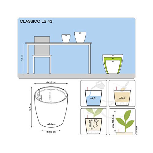 Lechuza Self Watering Plant Pot CLASSICO 43 LS Garden Flower Indoor and Outdoor Plastic Planter with Drainage Hole D43 H40 cm Charcoal Metallic - Image 4