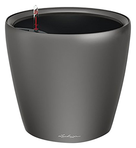 Lechuza Self Watering Plant Pot CLASSICO 43 LS Garden Flower Indoor and Outdoor Plastic Planter with Drainage Hole D43 H40 cm Charcoal Metallic