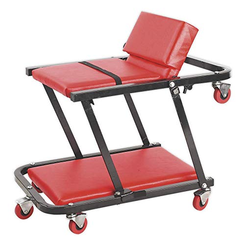 Sealey Scr79 Creeper/Seat Steel With 7 Wheels And Adjustable Head Rest, Red, 1200mm x 430mm x 130mm - Image 3