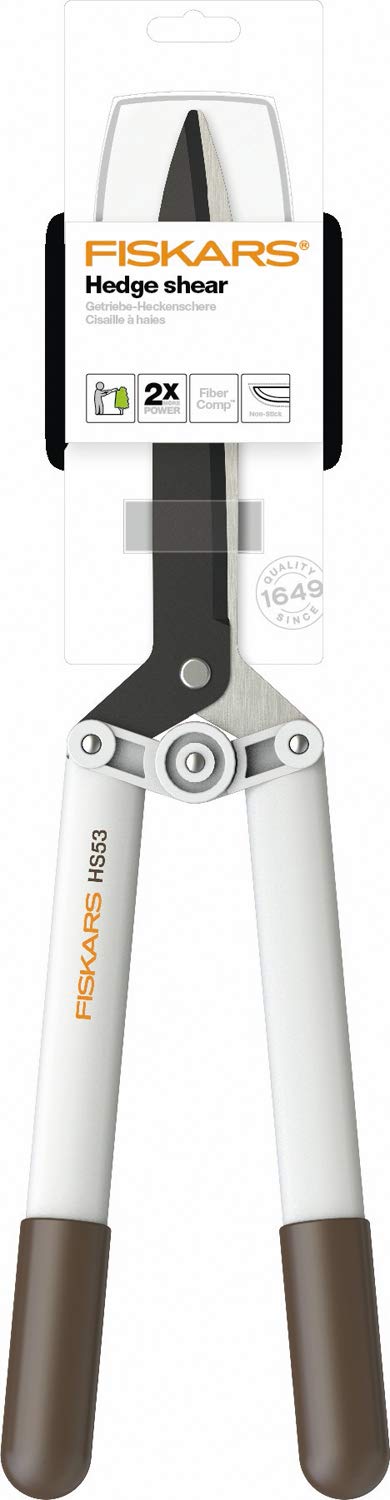 Fiskars Hedge shear HS53, White, For cutting and pruning hedges, bushes and shrubs, Length: 54.4 cm, Weight: 610 g, White/Orange - Image 2
