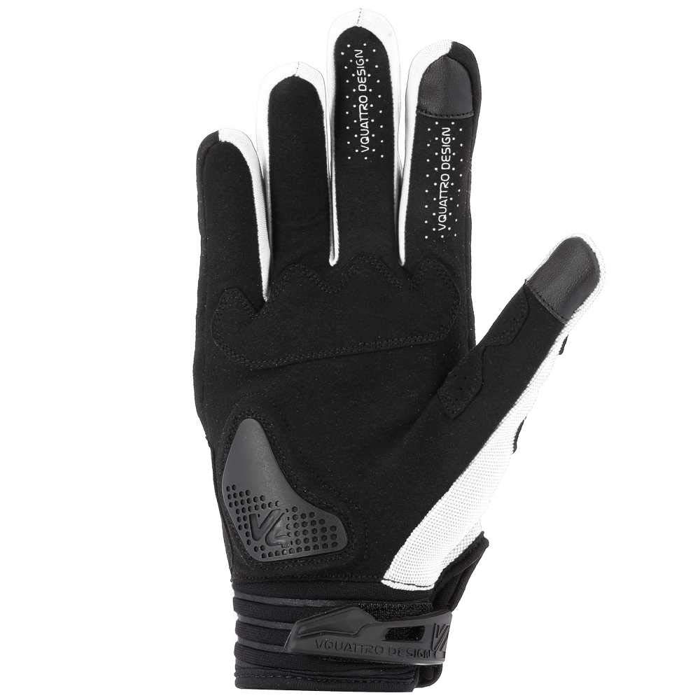 V Quattro Design Men's Redding Gloves, Black/White, Size M - Image 2
