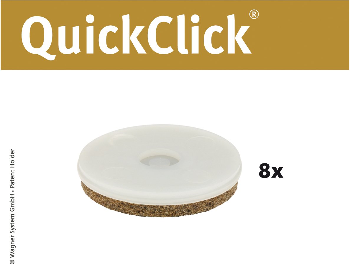 WAGNER QuickClick Felt glides furniture glides chair glides replacement I 8pcs. set replacement glides exchangeable - wool felt ULTRASOFT