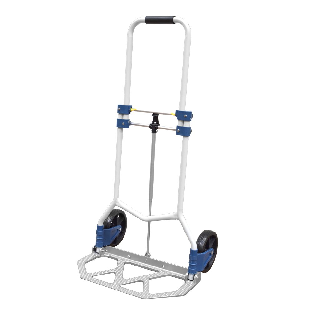 Ferrestock FSKCAR090 Folding Hand Trolley, Made of Aluminum, Height Adjustable, Safety Lock, Rubberized Handle, for Loads, Grey