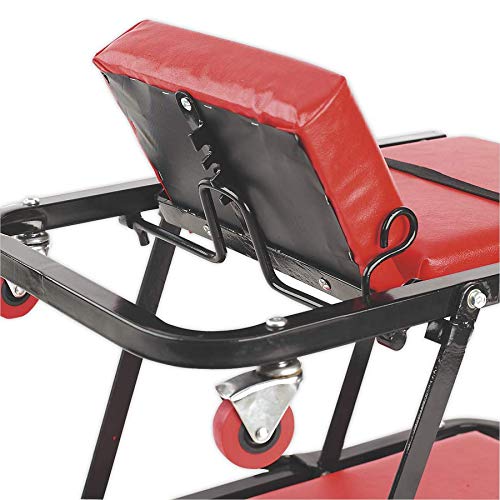 Sealey Scr79 Creeper/Seat Steel With 7 Wheels And Adjustable Head Rest, Red, 1200mm x 430mm x 130mm - Image 2