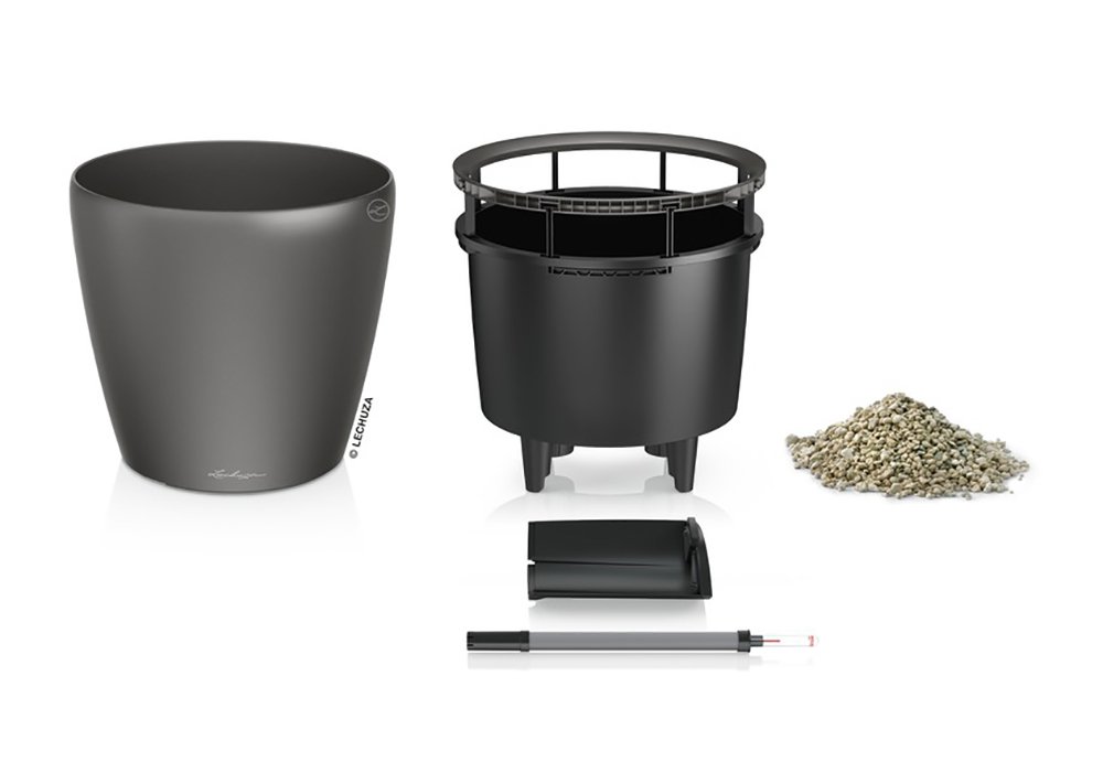 Lechuza Self Watering Plant Pot CLASSICO 43 LS Garden Flower Indoor and Outdoor Plastic Planter with Drainage Hole D43 H40 cm Charcoal Metallic - Image 2