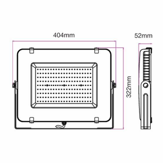 V-TAC 150 Waterproof Outdoor Security LED Floodlight with Samsung LED 1-metre wire Black Body Grey Glass IP65 4000K Day White 12000 lumens [Energy Class A+] - Image 3