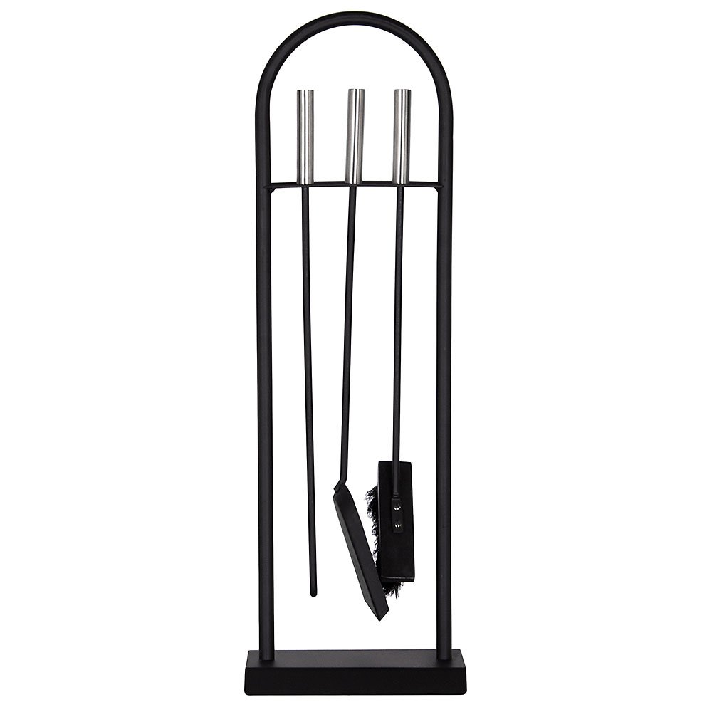 Fire Vida 4 Piece Arc Fire Companion Set, Chrome & Black Modern Cast