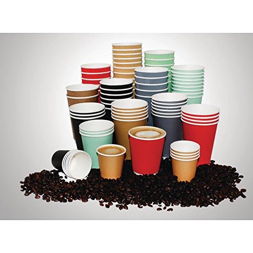 Fiesta Recyclable Hot Cups Ripple Wall Charcoal - 340ml (12oz) (Box 500) - Image 2