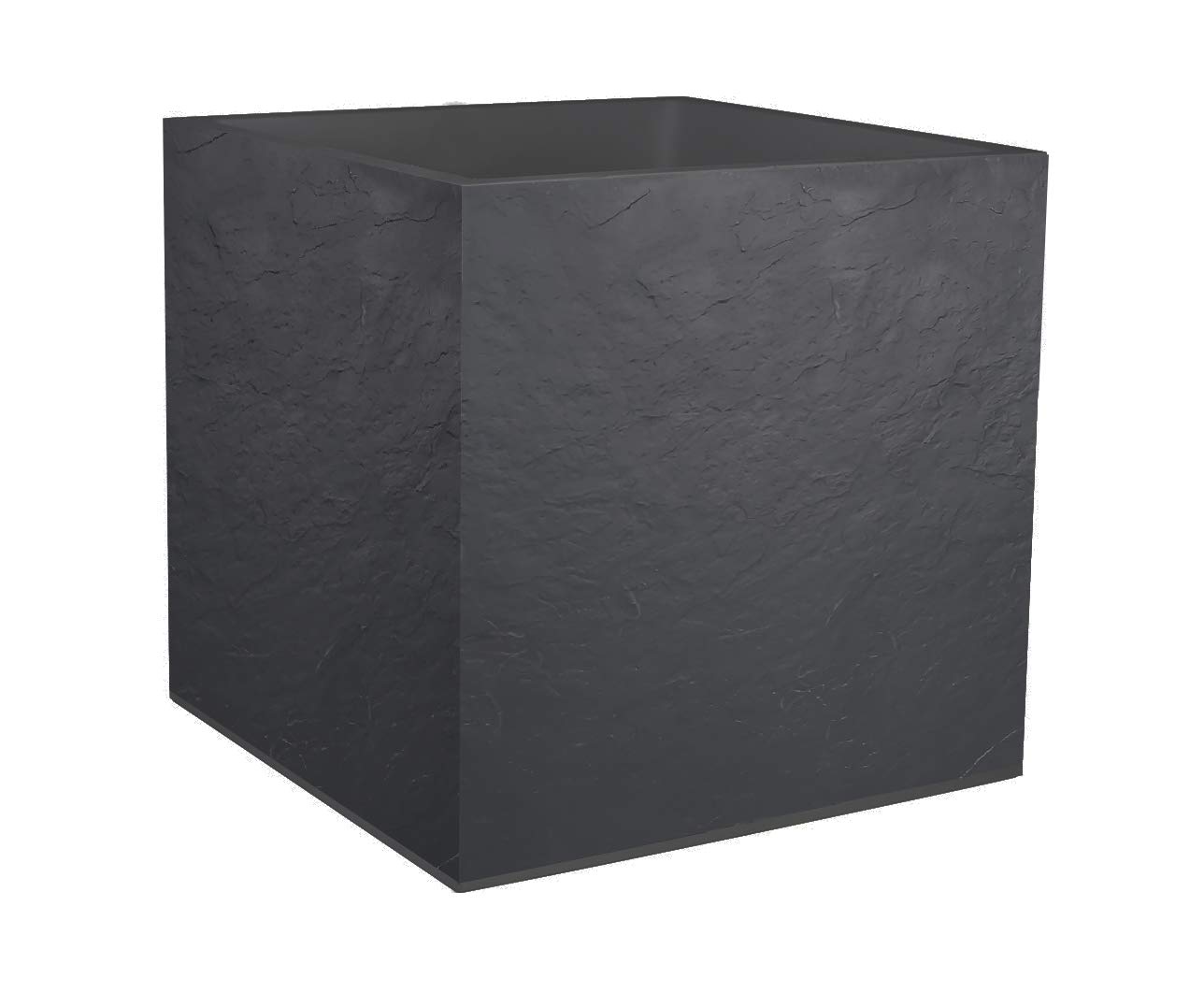 EDA, Square Pot 50 cm Volcania 57 L, Imitation Stone Decor, Double Wall, Water Retention Area, 49.5 x 49.5 x 49.5 cm