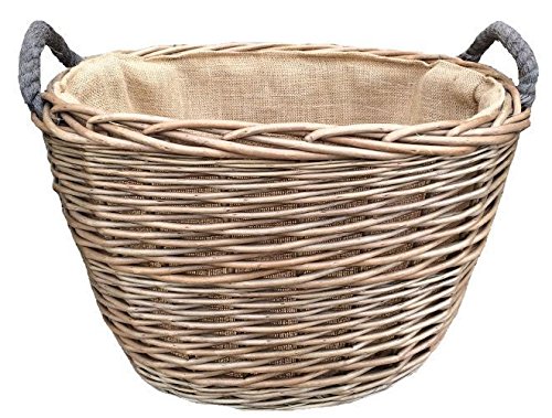 Medium Oval Hessian Lined Log Basket - Image 3