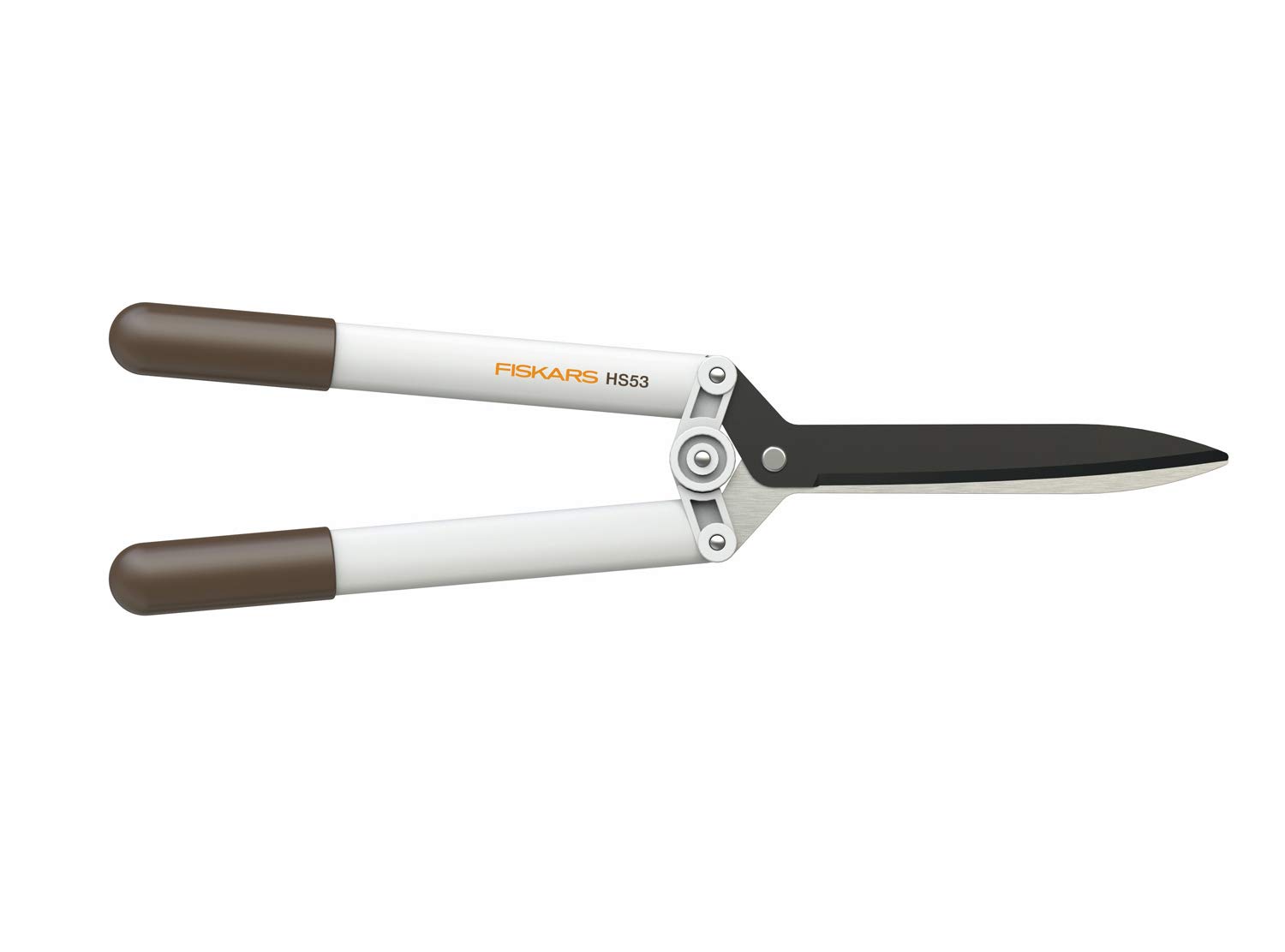 Fiskars Hedge shear HS53, White, For cutting and pruning hedges, bushes and shrubs, Length: 54.4 cm, Weight: 610 g, White/Orange
