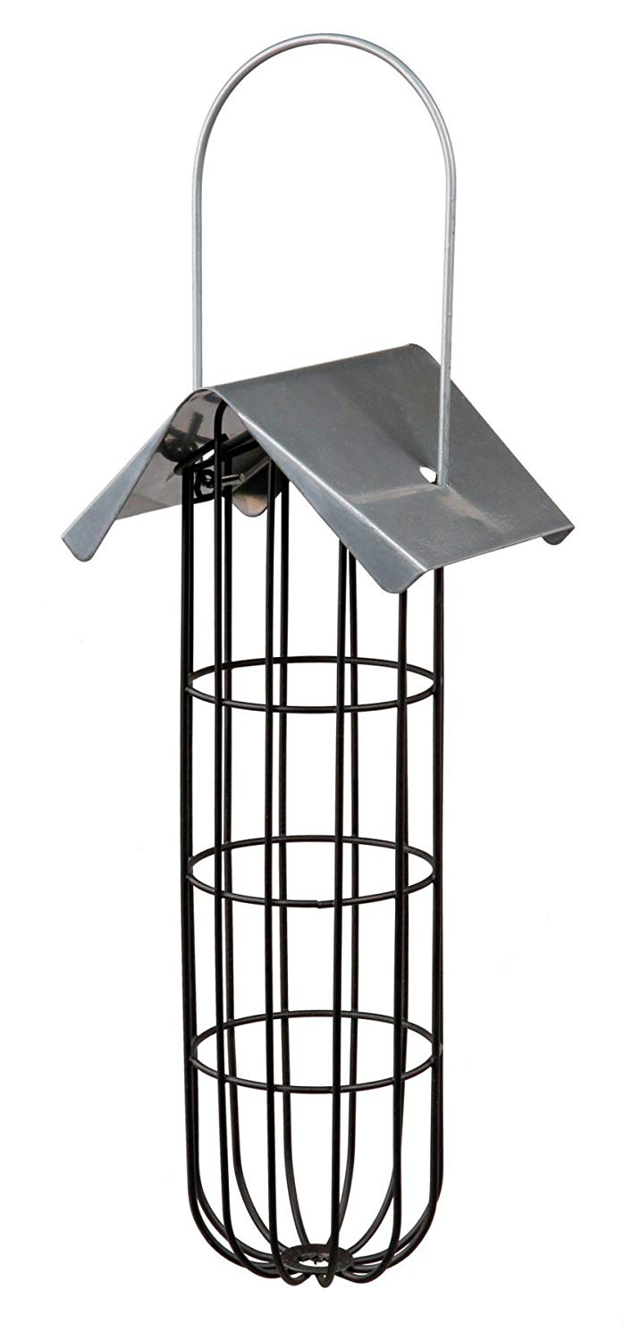 TRIXIE fat ball holder - for up to 4 fat balls - removable roof - powder-coated metal - weatherproof - 11 × 25 × 10 cm - 55623
