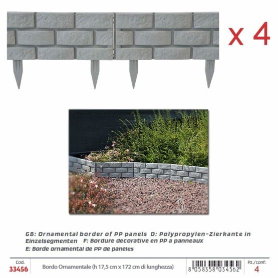 Verdemax 3456 cm 46 x 18 Brick Ornamental Border (4 Units Included)