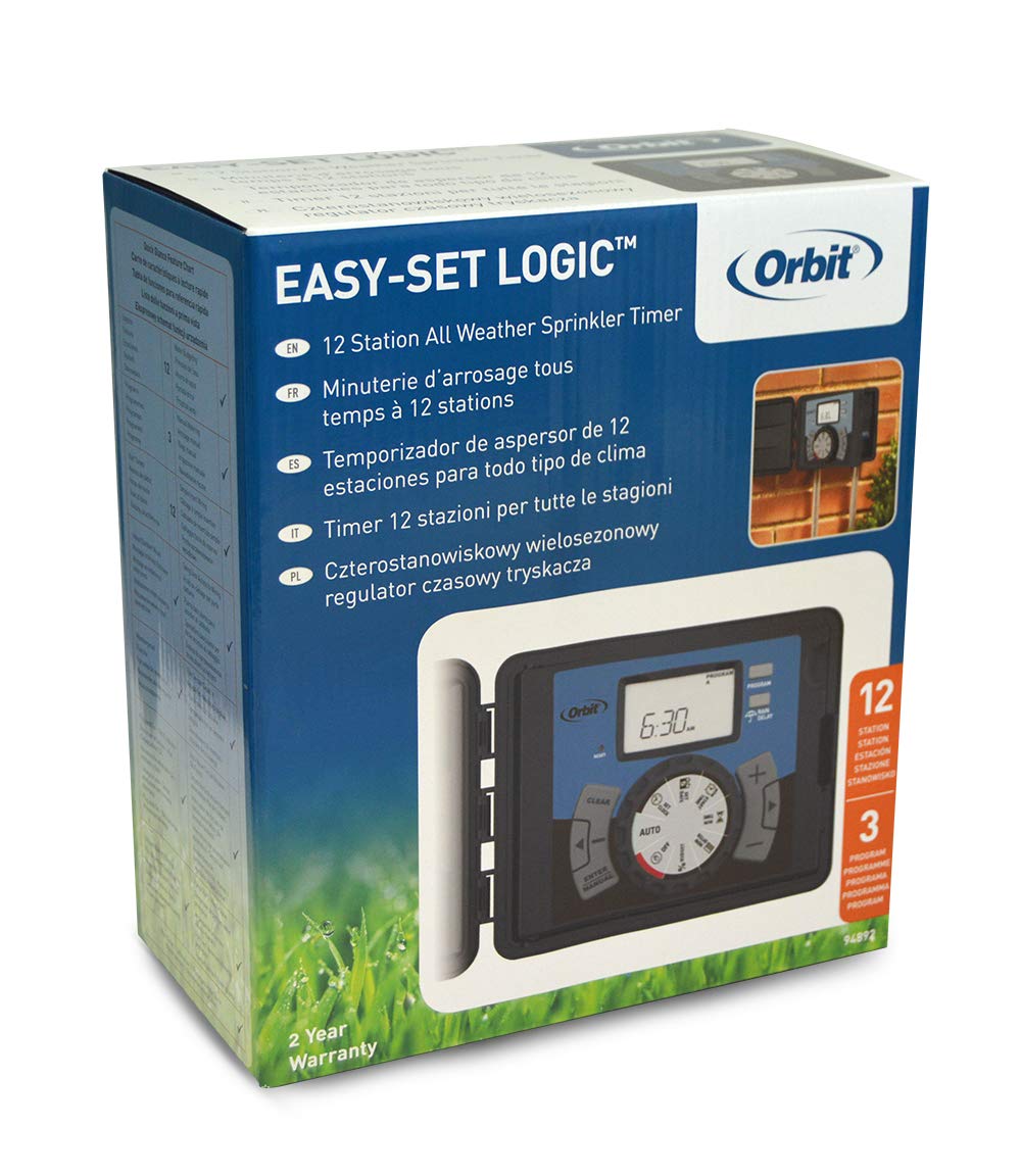Orbit 94892 Easy-Set Logic - 12 Station Automatic Indoor/Outdoor Sprinkler Timer, Black, 20.8 x 11.0 x 23.9 cm - Image 4