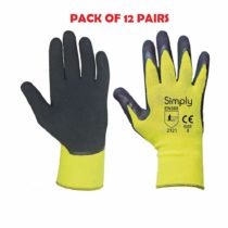 Simply GL02 Heavy Duty Precision LARGE Working Gloves for General Handling Workwear or Construction Work – 13G Polyester Latex Foam – Pack of 12