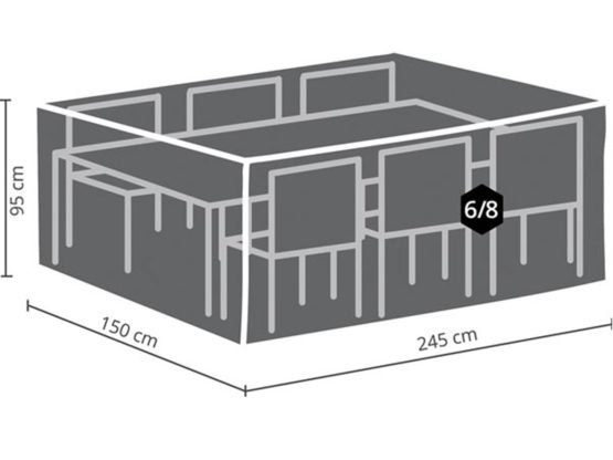Perel Garden Rectangular Lounge Set L Ocgs L Protective Case Cover – Black, 245 x 150 x 95 cm