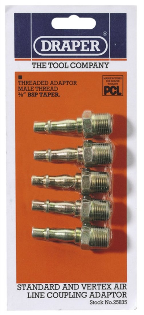 Draper 25835 3/8-Inch BSP Male Thread PCL Air Line Adaptor