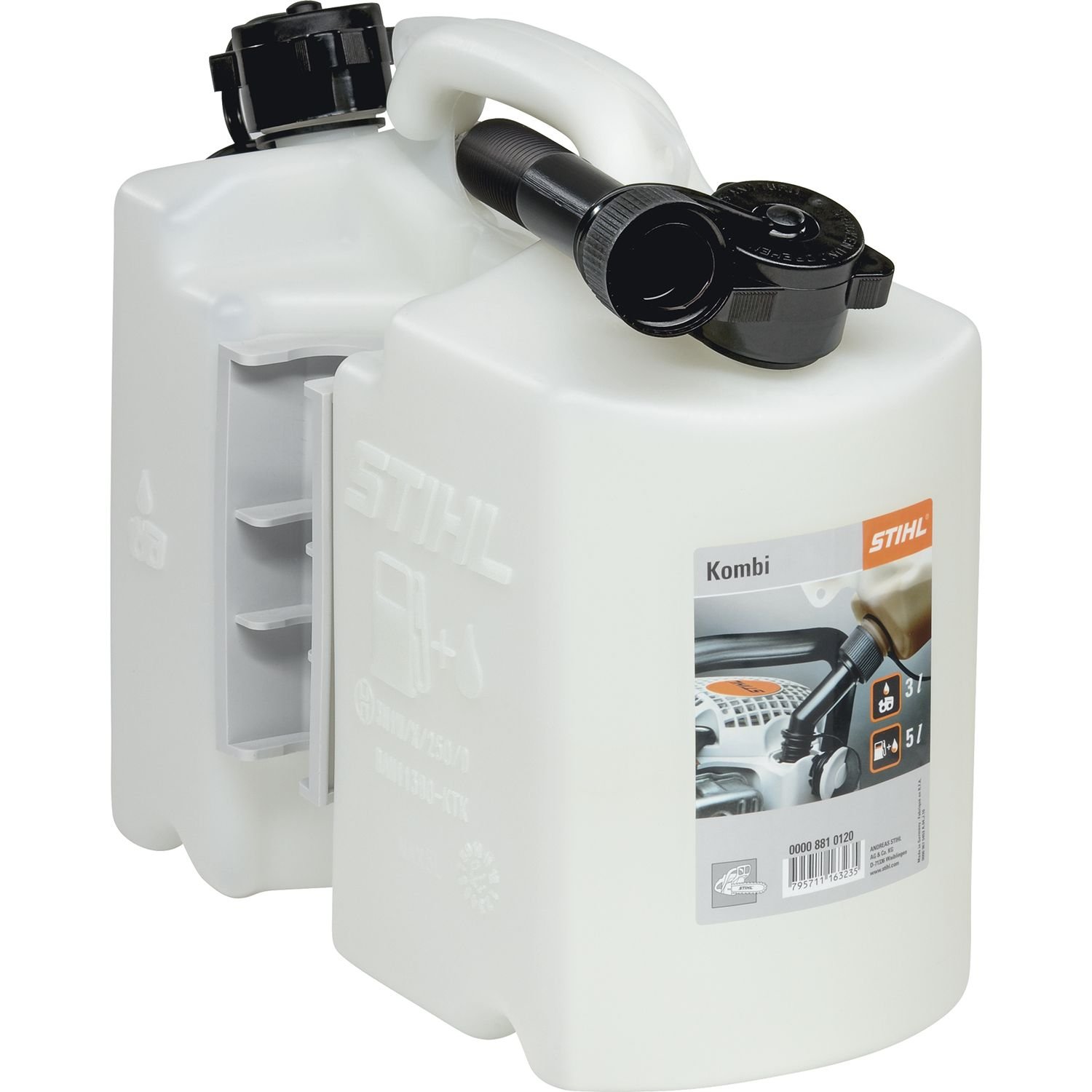 Stihl 8810120 Two-Part Fuel Can for 5L Fuel and 3L Oil – Clear