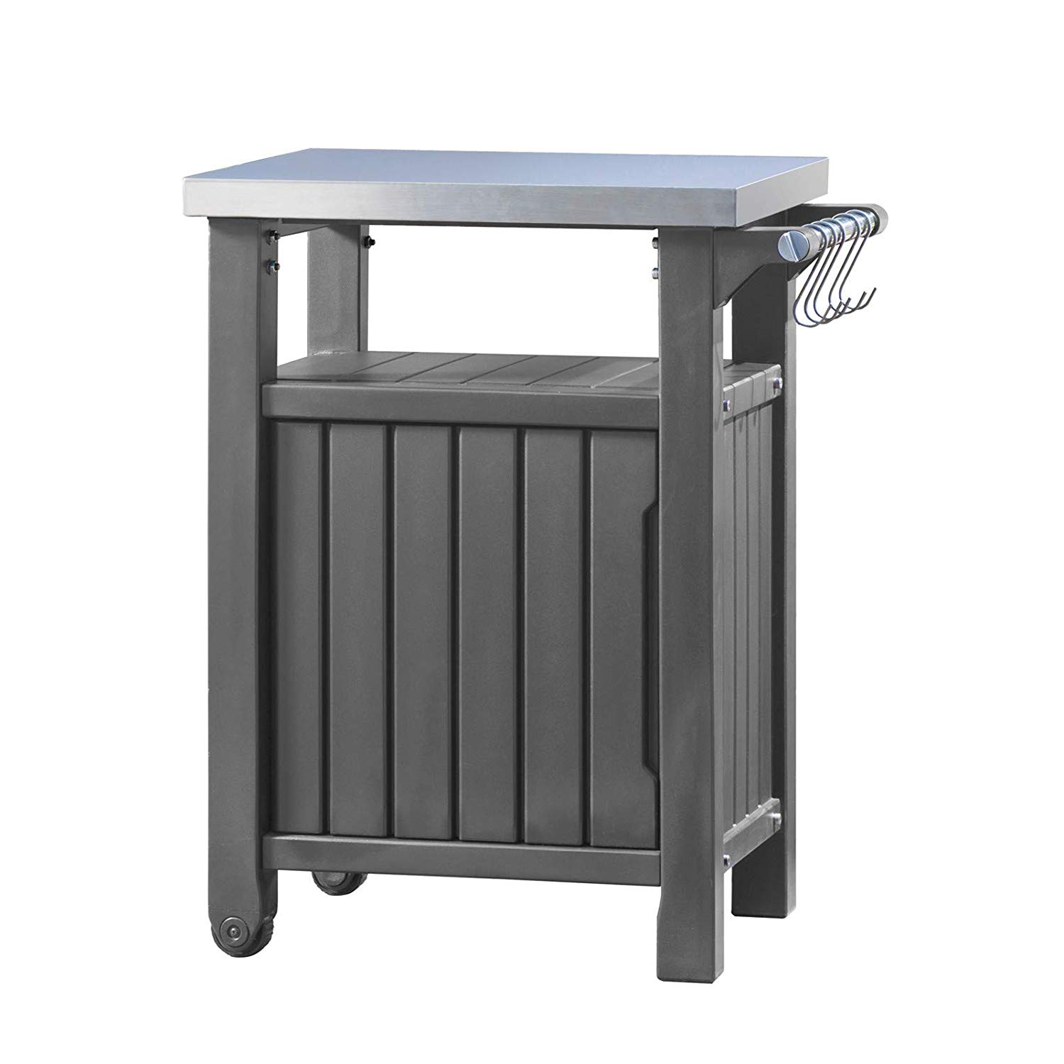 Keter Barbecue Side Table with Single Door, Graphite, 54 x 70 x 90 cm