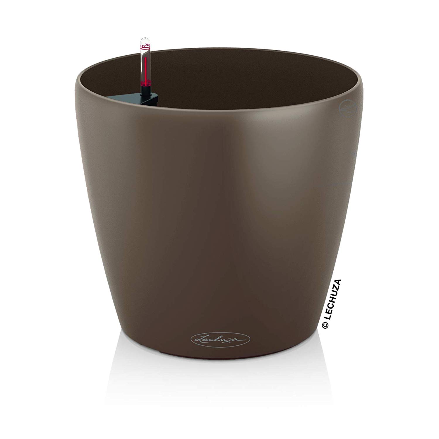 LECHUZA Self Watering Plant Pot CLASSICO Color 18 Garden Small Flower Indoor and Outdoor Plastic Planter with Drainage Hole D19 H17 cm Nutmeg