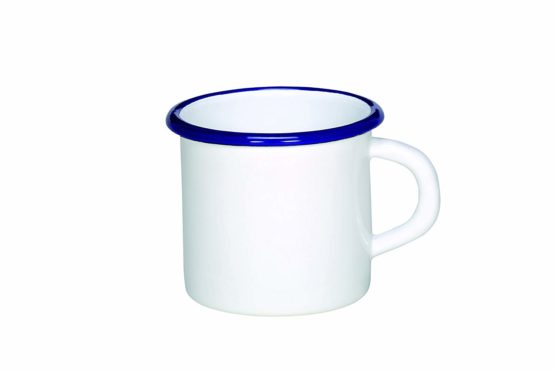 Krüger 18/B Mug –  Steel, White with Blue Trim, 8 x 8 cm, 5 cm