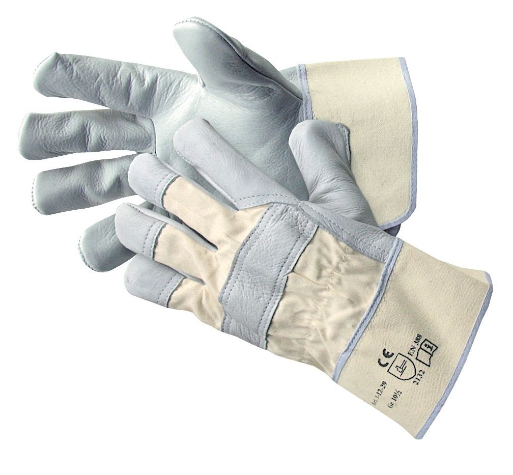 Jah Unisex Heavy Duty Protective Leather Gloves Simple Natural Size 10.5 EU (5 Pairs)