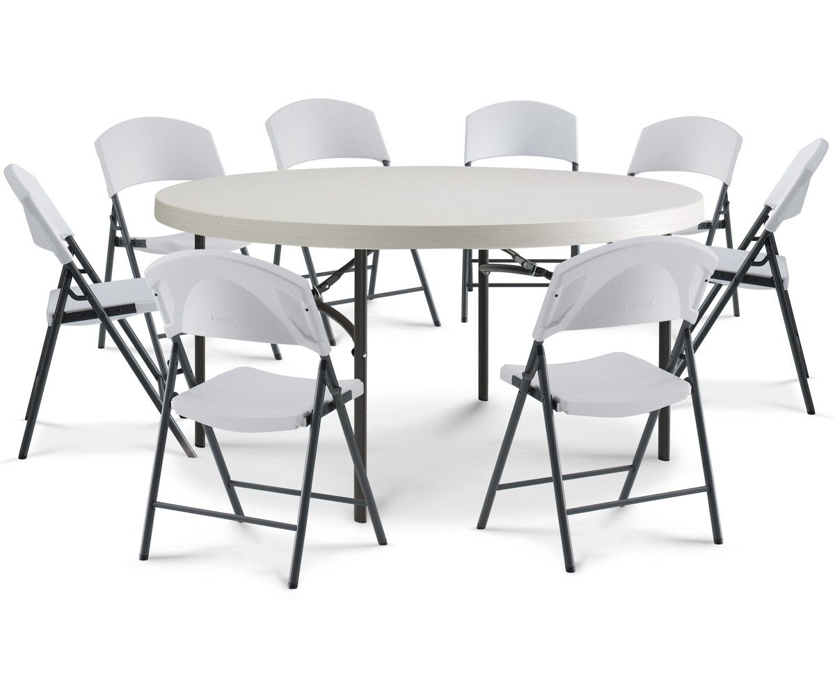 Banquet Tables Naomi Home 60-Inch Round Folding Table - Heavy-Duty Portable Plastic Table For Indoor & Outdoor 72'' Round Folding Table