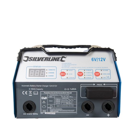 Silverline 549095 6/12V Fully Automatic Battery Charger 8-180Ah Battery Capacity - Image 2