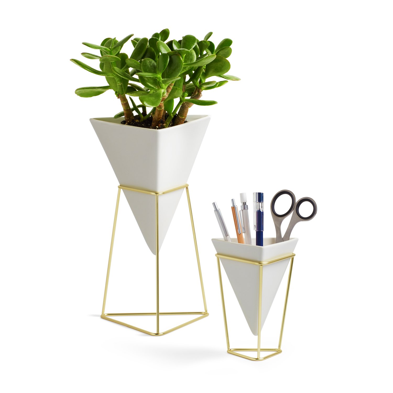 Umbra 1004372-524 Trigg Desk Set, White, Brass, Large, Small - Image 4