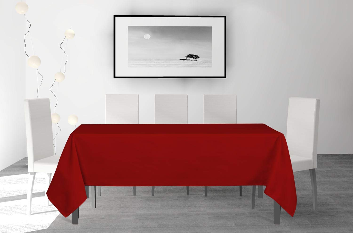 Soleil d'ocre, Alix Rectangular Stain-Resistant Tablecloth, Polyester, Red, 160 x 270 cm - Image 2