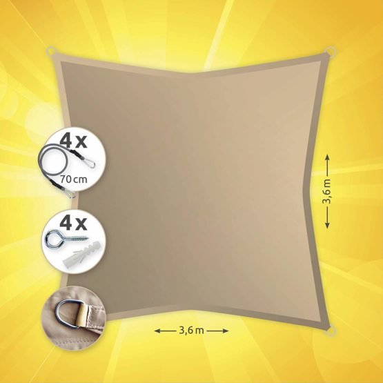 Windhager SunSail RIVIERA, Quadr. 3,6m, khaki - Image 3